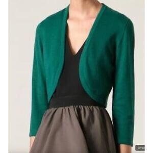 OSCAR DE LA RENTA Turquoise Bolero Silk Cashmere Sweater Size XL